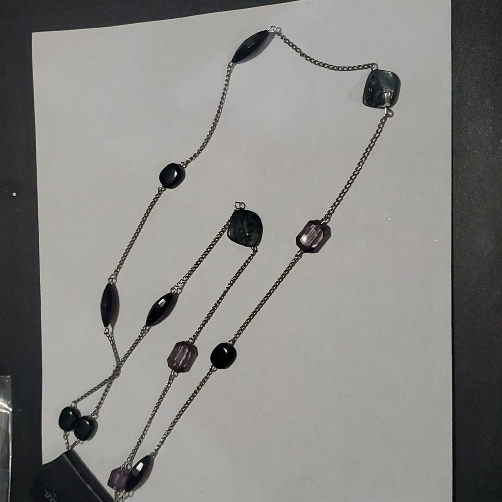Paparazzi black bean and stone necklace